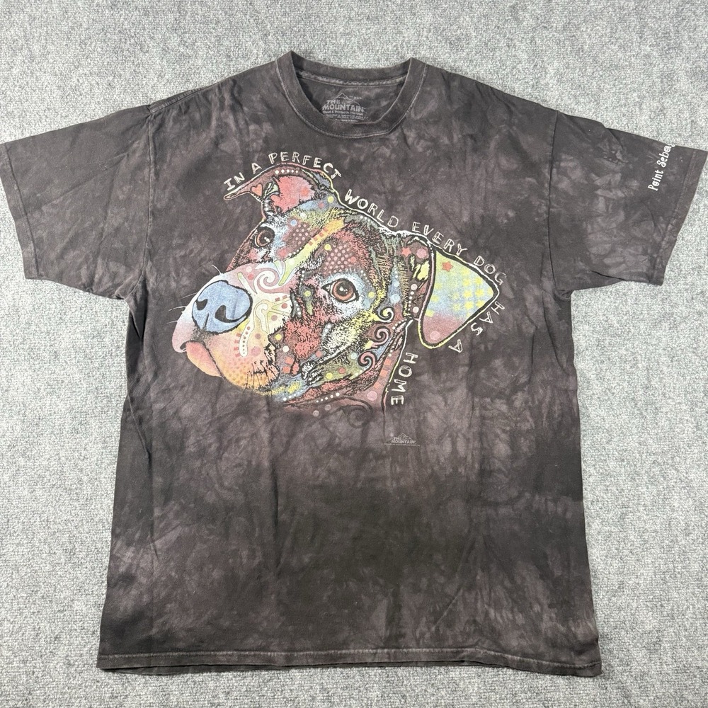 The Mountain Dog Art T-Shirt Mens XXL Black Puppy Animals Nature Abstract USA